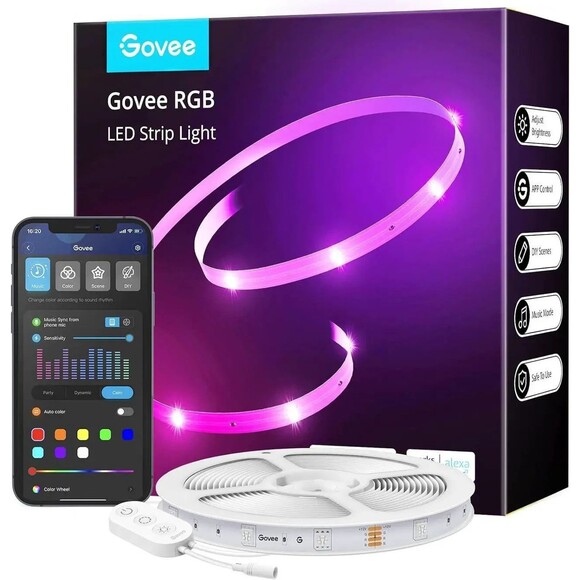 Govee Smart WiFi LED Strip Lights 50ft RGB Lighting Alexa Google Color Chng - Picture 1 of 11